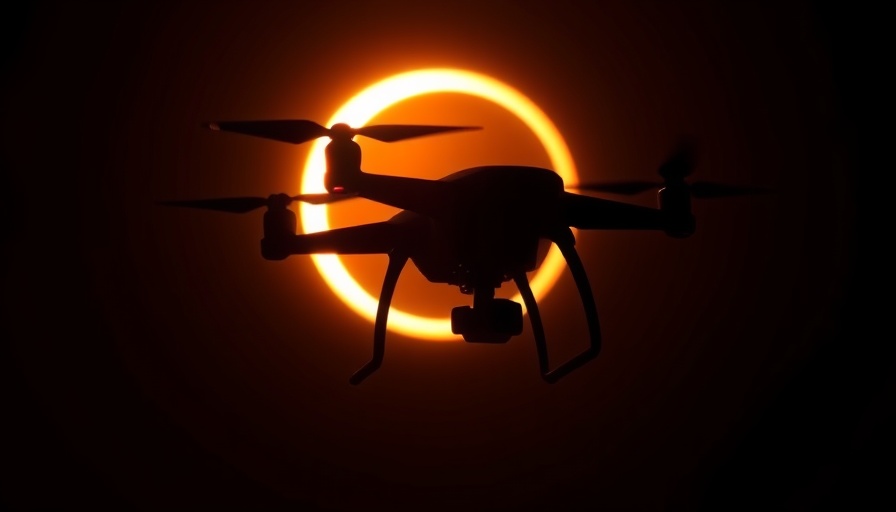Drone silhouette against crescent solar eclipse, Taiwan's Drone Manufacturing Industry.