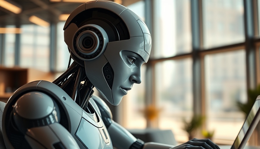 AI robot enhancing editorial workflow efficiency in a modern office.
