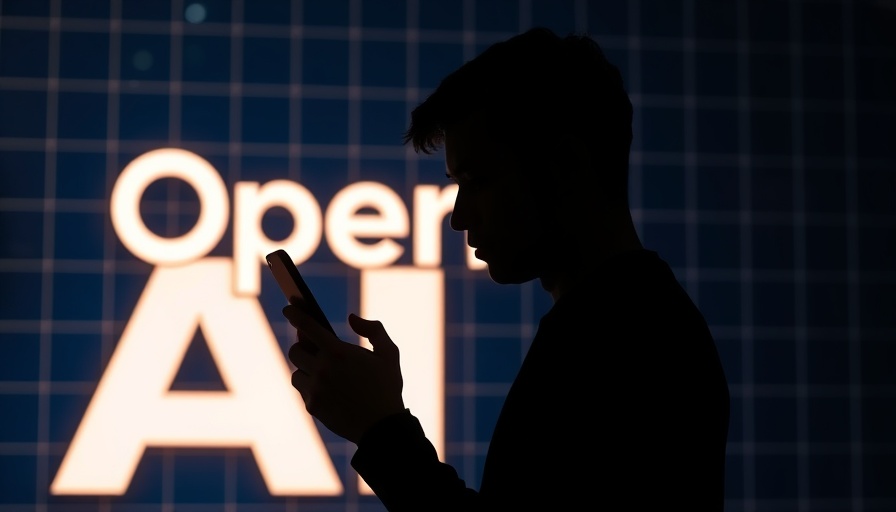 Person silhouette with smartphone at OpenAI event.