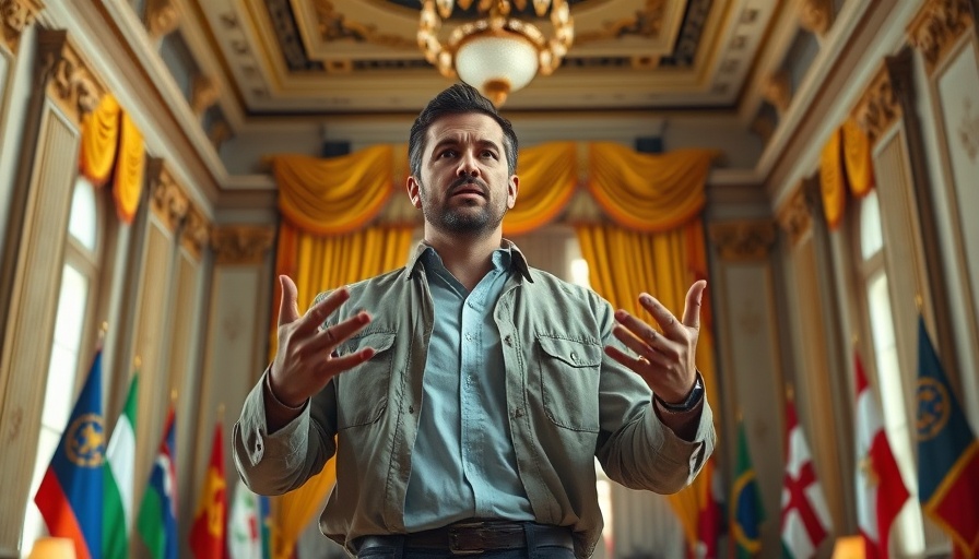 A man gesturing in a grand office, scene evoking Musk Calls for Epstein Files.