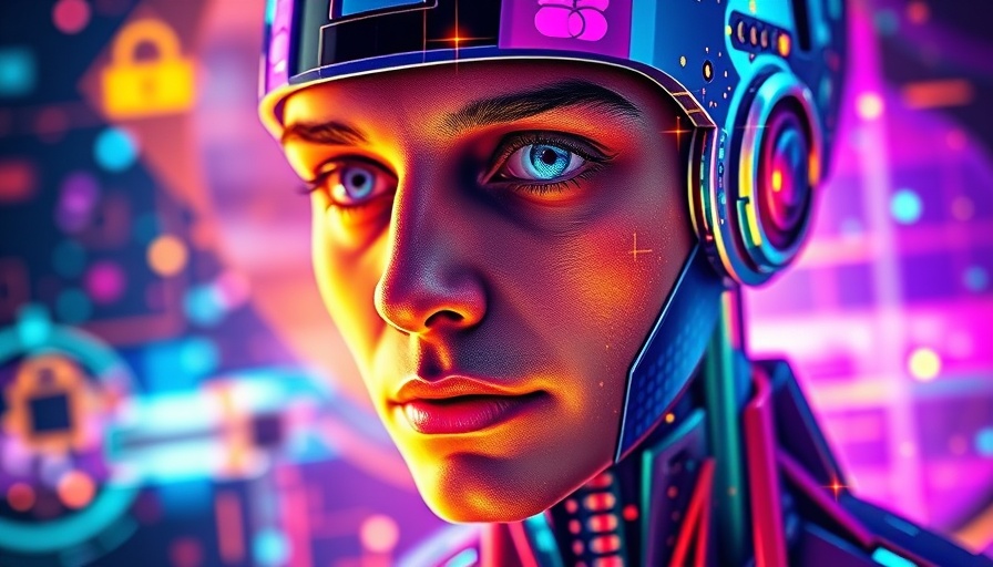 Abstract representation of AI data privacy with colorful digital face.