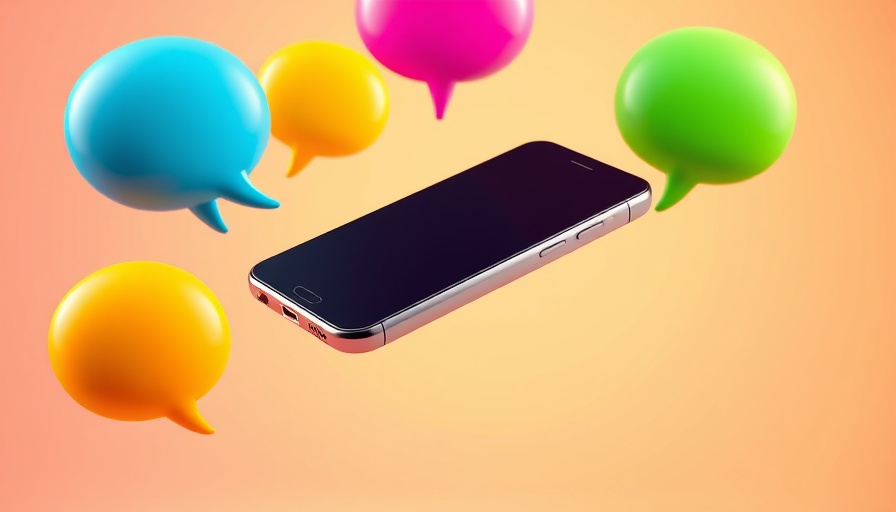 Illustration of AI chatbot concept with colorful speech bubbles from a phone.