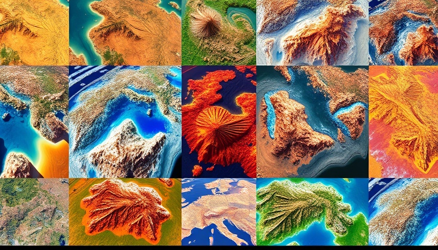AlphaEarth Foundations satellite image collage with vibrant landscapes.