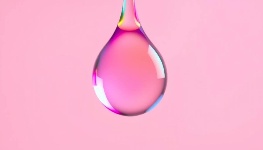 Vibrant droplet representing trifluoroacetic acid TFA, pink backdrop.