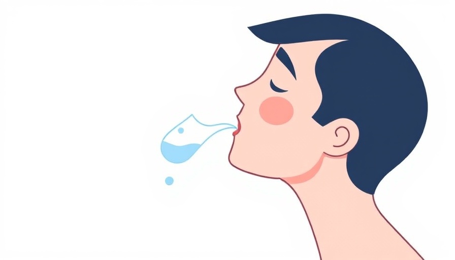 Simplistic illustration of person gargling, tonsil stones treatment concept.
