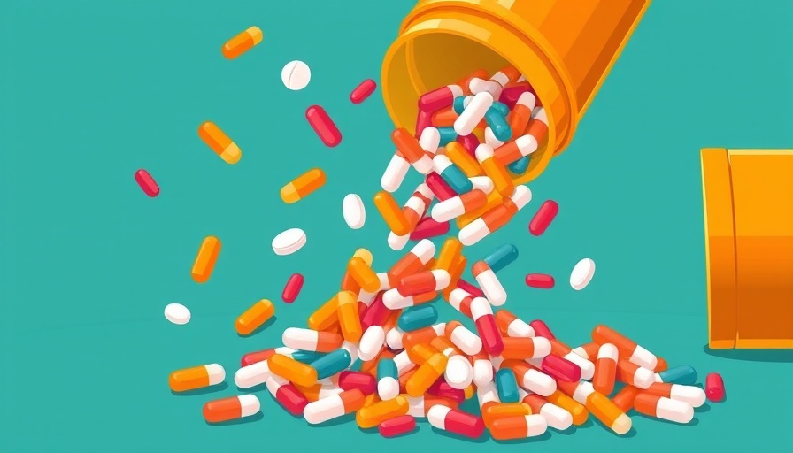Pills pouring from a prescription bottle illustrating medication side effects.
