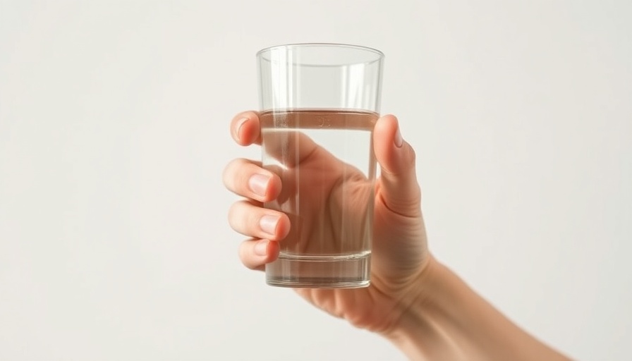 Tardive Dyskinesia illustration with blurry hand holding a glass.