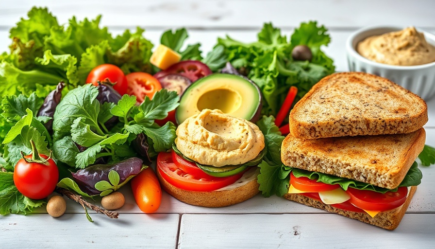 Portfolio diet: array of healthy colorful food on a table