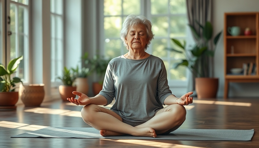Older woman practicing mindfulness pain management meditation.