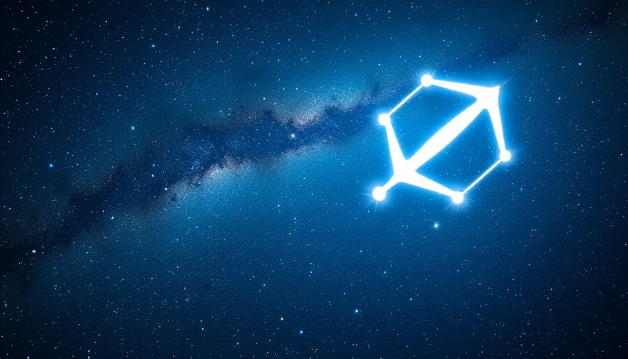 Sagittarius constellation glowing in starry galaxy sky.