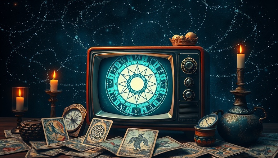 Retro TV with zodiac signs and tarot cards in space, Daily Horoscope theme