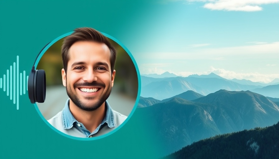 Mindfulness meditation podcast with smiling host and teal design.