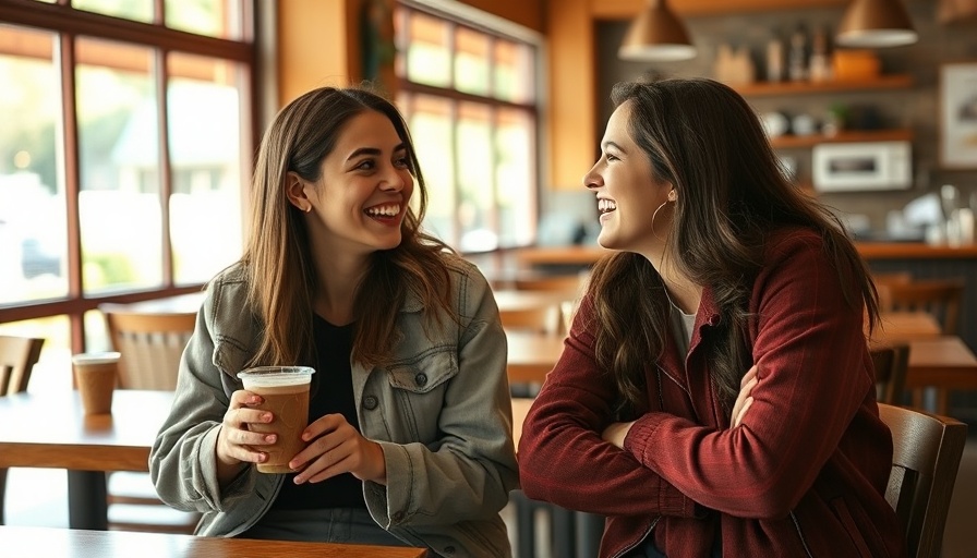 Two young people enjoying drinks in a sunny cafe.