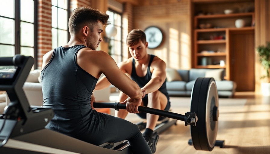 Athlete using Hydrow Rower in stylish living room.