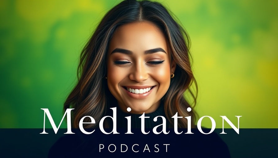 Mindful meditation podcast cover with smiling woman.