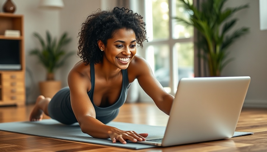 Woman doing online workouts in a home setting