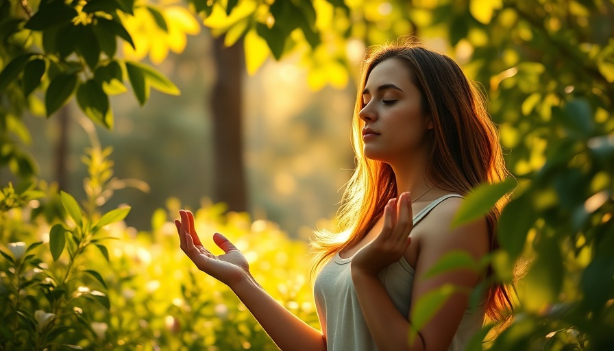 Yoga mindfulness meditative woman enveloped by nature's tranquility.