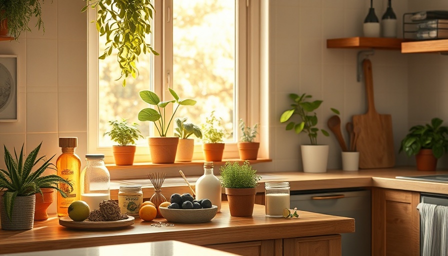 Eco-friendly home kitchen with sustainable products.