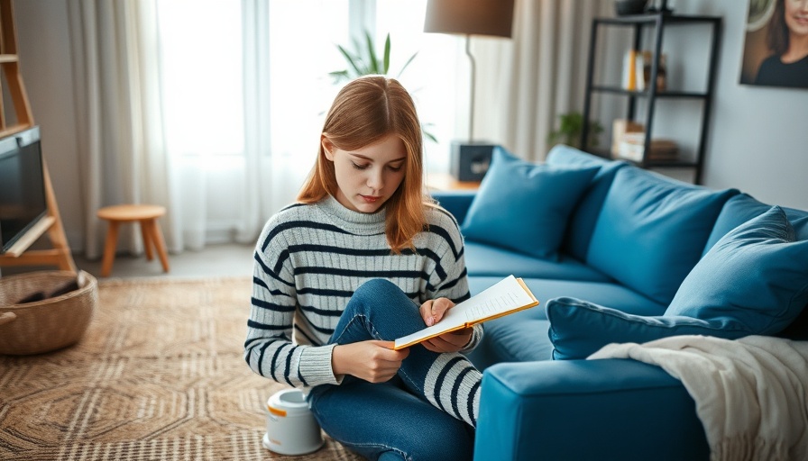 Young woman journaling at a glass table, reflecting on negativity bias.