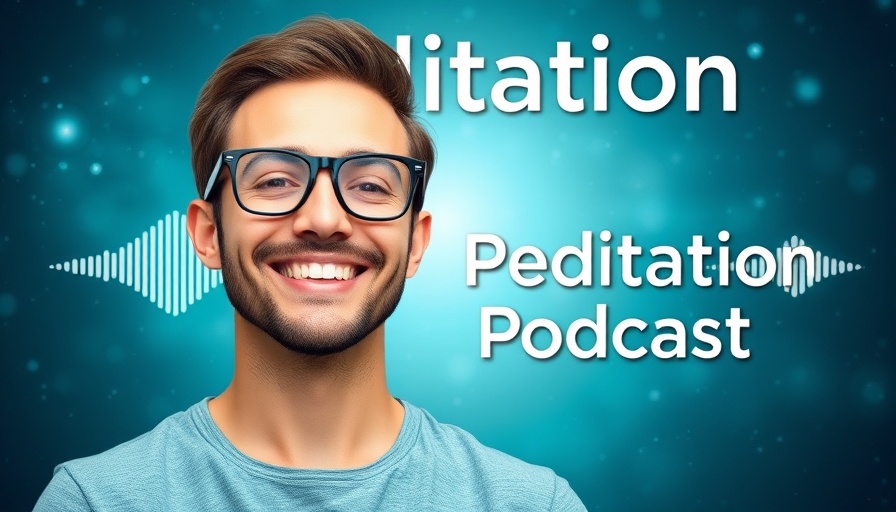 Guided meditation podcast cover with smiling man and cosmic theme.