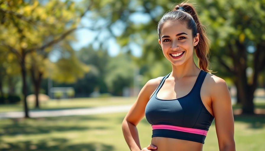 Confident woman in workout gear outdoors for 75 Hotter challenge.