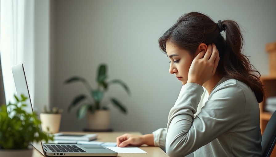 Exhausted woman at desk depicting burnout vs depression.