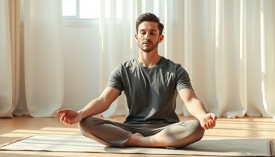 Young man meditating indoors benefits of meditation.