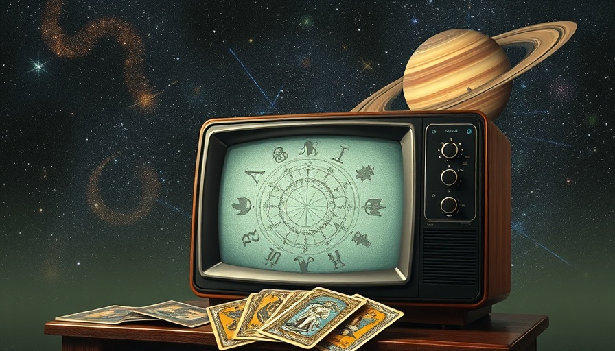 Retro TV with zodiac signs and tarot cards for daily horoscope.