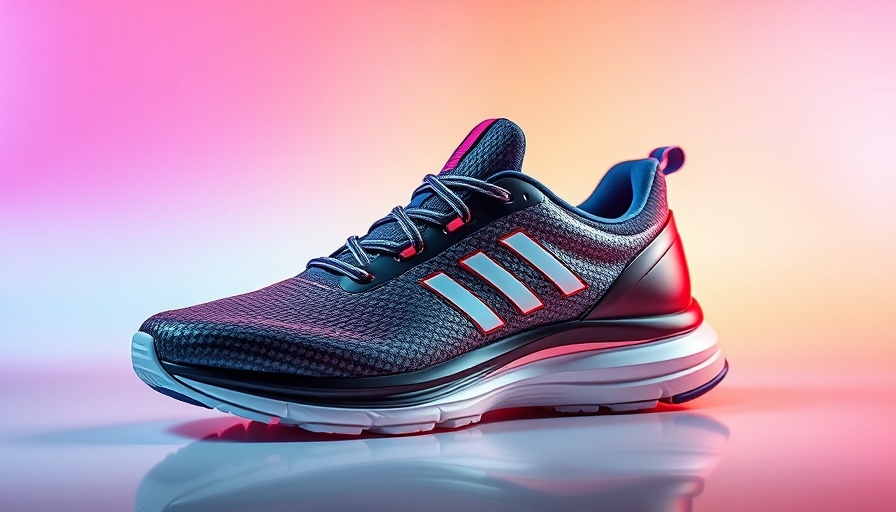 Colorful display of carbon-plated running shoes with gradient background.