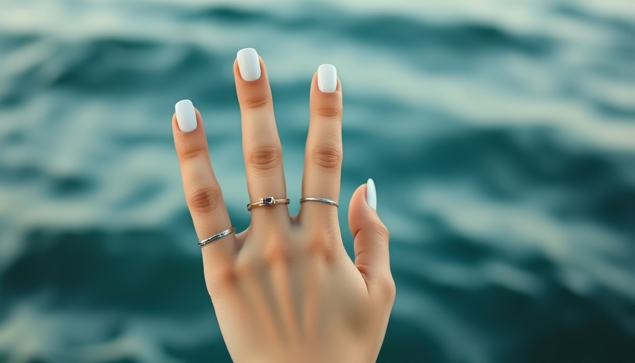 Effortless Concentration hand in meditative pose with ocean backdrop.