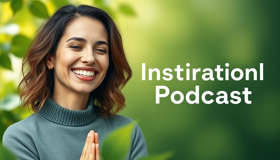 Mindful yoga practices podcast cover with smiling woman.