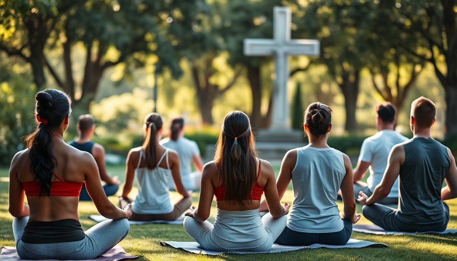 Yoga and Christian Healing: Group meditation in a serene park.