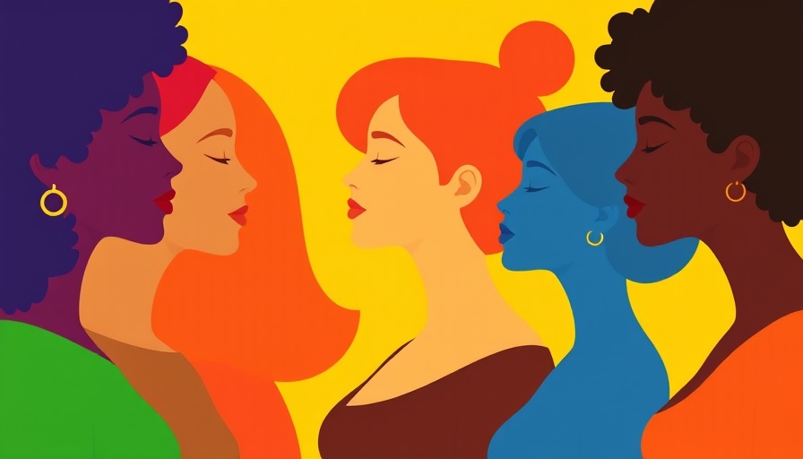 Abstract illustration of women in the mindfulness movement in colorful silhouettes