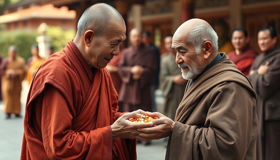 Loving-Kindness Meditation for Compassion: Elderly man giving alms to monk.