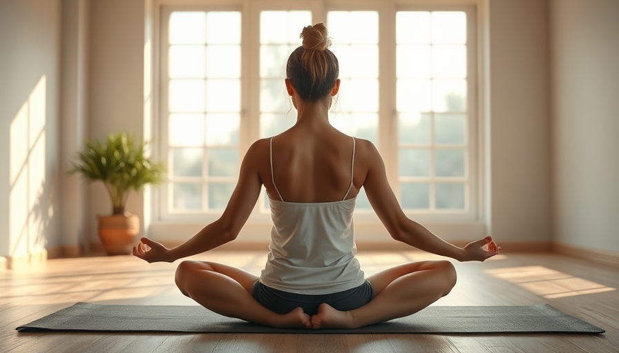 Vitality Yoga meditation, calm woman on mat in serene room.