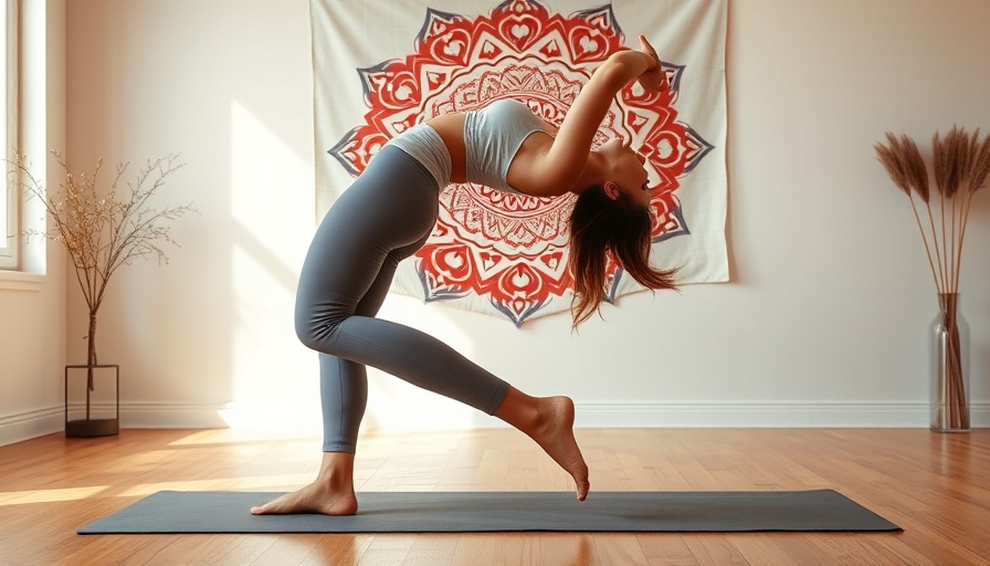 Woman practicing camel pose at Happy Heart Yoga studio.
