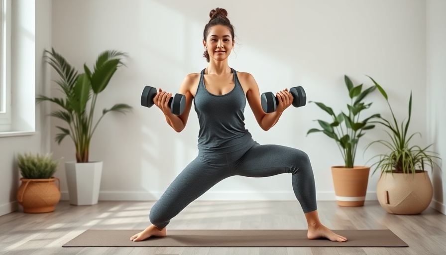 Yoga with Weights for Stronger Legs in a cozy home setting.