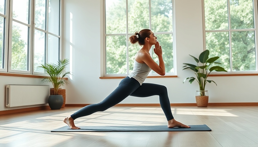 Vitality Yoga: woman practicing yoga in a bright room.