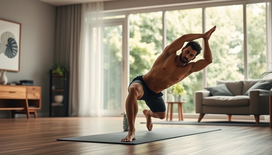 25 Min Morning Yoga Routine, man in a side plank in cozy room.