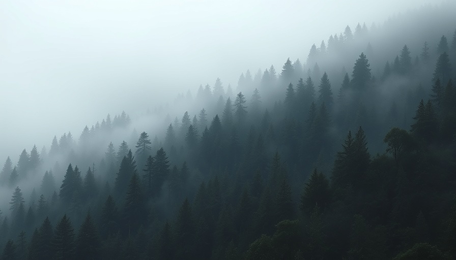 Foggy forest scene evoking Tlingit Legend of Kóoshdaa Káa