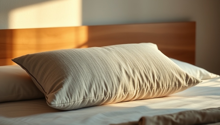 Affordable sustainable home goods pillow on bed in warm light.