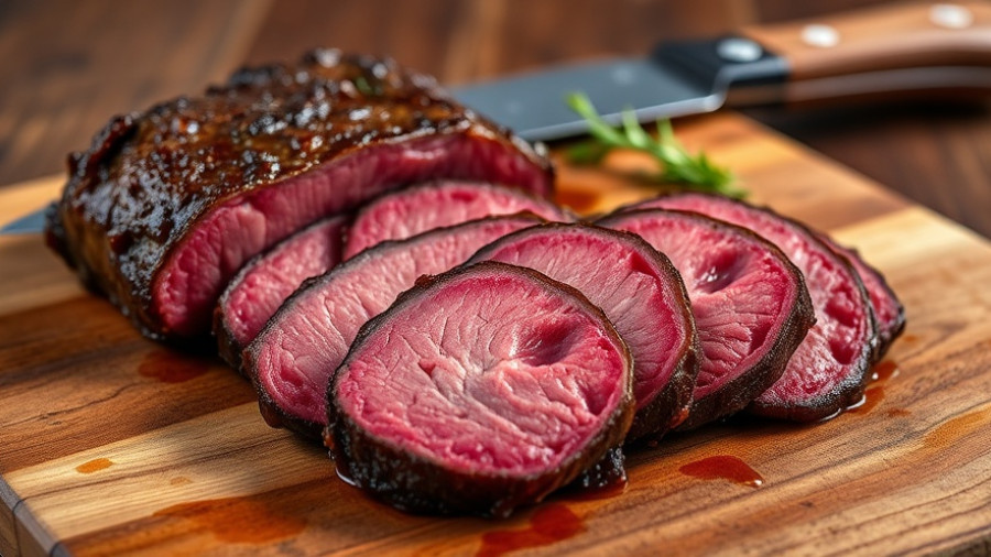 Juicy venison slices on wooden board for venison cooking tricks.