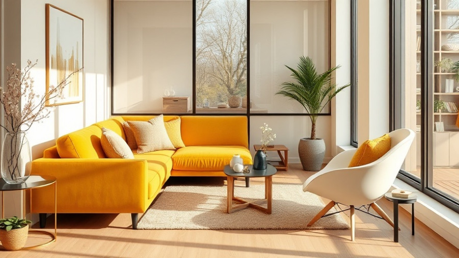 Modern small space design with mustard seating and natural light