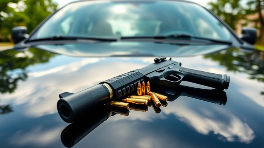 Vice Lords gang arrest Memphis: Firearm and bullets on car hood.