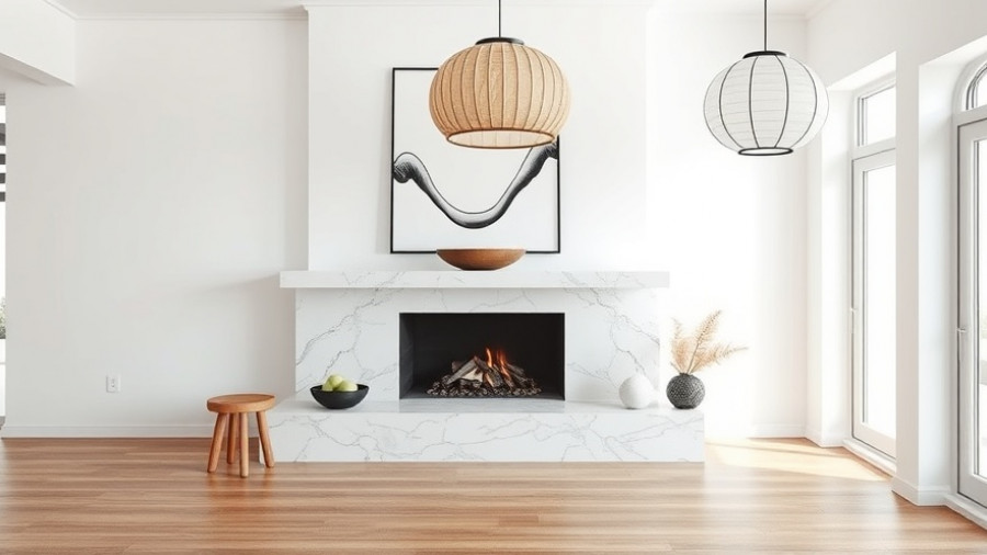 Personalize your rental space with a modern marble fireplace and minimalist decor.
