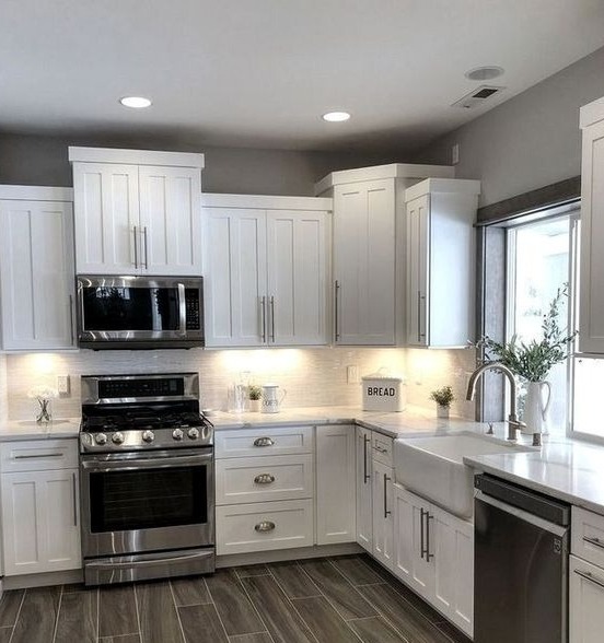 white kitchen cabinets and cupboards