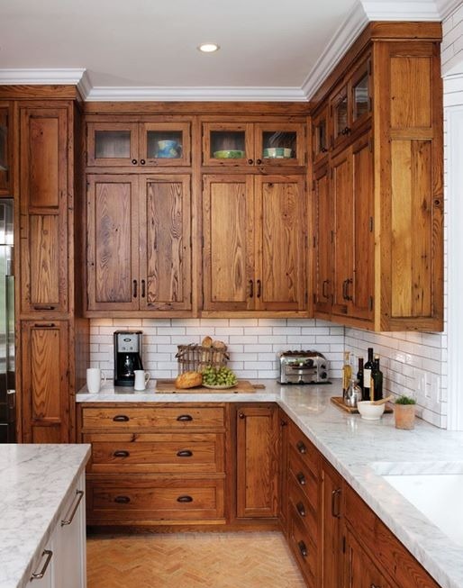 stain kitchen cabinets with a wood island