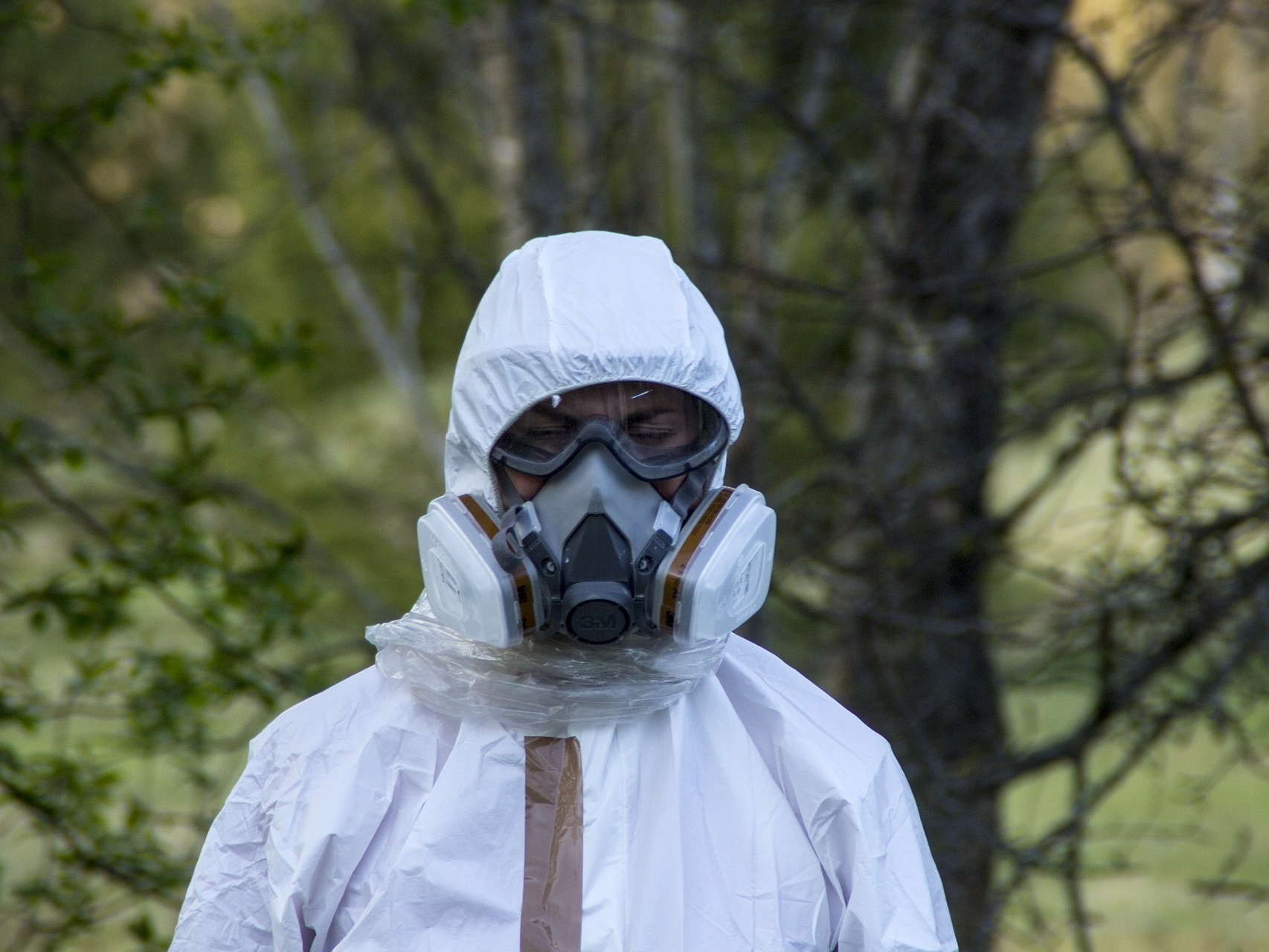 asbestos suit with mask