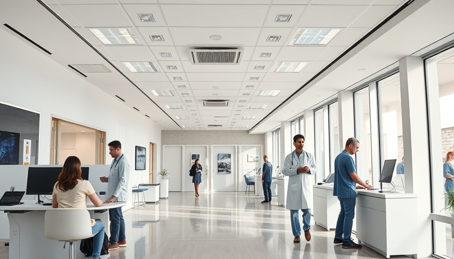 Modern healthcare satellite office with bright open layout.