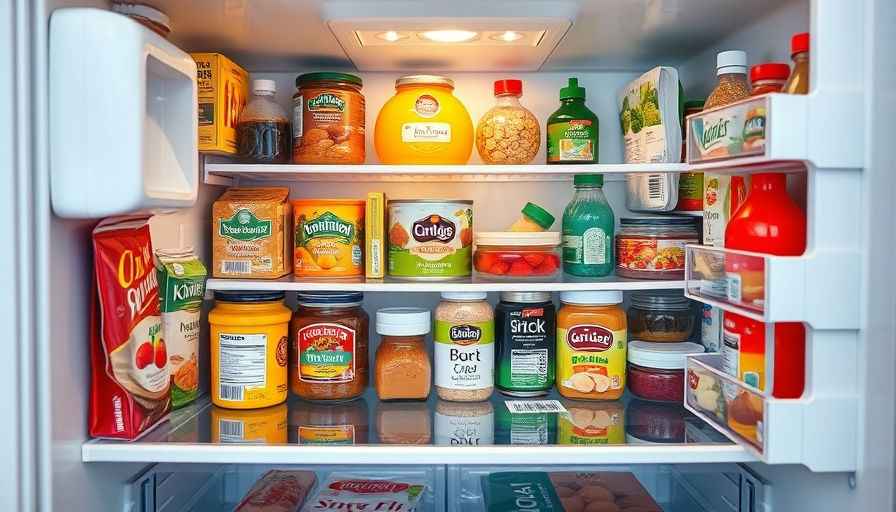 Organized refrigerator with labeled food for safety tips.